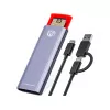 Carcasa externa pentru HDD/SSD  KingSpec M.2 NVMe SSD Enclosure KingSpec KSEC10PM2G, Tool Free NVMe PCIe SSD Adapter USB 3.1 Gen 2 10Gbps with USB C to C+A OTG Cable, Support M Key/B+M Key PCIe SSD 2230/2242/2260/2280 Silver Grey KSEC10PM2G 
