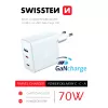Baterie externa universala  Swissten Universal Home Charger SWISSTEN GaN 2x USB-C + 1x USB 70W White 