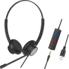 Casti cu microfon  Tellur Casti cu fir call center Tellur Voice 420 ,binaural ,USB Jack 3.5mm , negru TLL411006 
