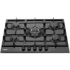 Plita incorporabila cu gaz  MPM Plita de gaz (p.super.) MPM-70-GMH-21 NEAGRA, 70 cm, Material Sticla, 5 arzatoare,Grile Fonta, Gaz-Control, Aprindere- 