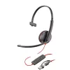 Casti cu microfon  Poly Poly Blackwire 3210 Monaural USB-C Headset (Bulk), Microphone noise-canceling, SoundGuard, DSP, Receive output from 20 Hz–20 kHz, Microphone 100 Hz–10 kHz, Call answer/ignore/end/hold, redial, mute, volume +/-, OEM, CABLE LENGTH 1610mm 