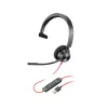 Наушники с микрофоном  Poly Poly Blackwire 3310 Mono USB-A Headset, Microphone noise-canceling, SoundGuard, DSP, Receive output from 20 Hz–20 kHz, Microphone 100 Hz–10 kHz, Call answer/ignore/end/hold, redial, mute, volume +/-, OEM, CABLE LENGTH 218cm, 102g 