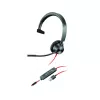 Casti cu microfon  Poly Poly Blackwire 3315 Mono USB-A Headset, 3.5 mm, Microphone noise-canceling, SoundGuard, DSP, Receive output from 80 Hz–20 kHz, Microphone 100 Hz–10 kHz, Call answer/ignore/end/hold, redial, mute, volume +/-, CABLE LENGTH 215cm, 102g 