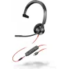 Casti cu microfon  Poly Poly Blackwire 3315 Mono USB-С Headset, 3.5 mm, Microphone noise-canceling, SoundGuard, DSP, Receive output from 80 Hz–20 kHz, Microphone 100 Hz–10 kHz, Call answer/ignore/end/hold, redial, mute, volume +/-, CABLE LENGTH 215cm, 102g 