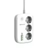 Сетевой фильтр  Tellur Prelungitor WiFi Tellur Smart, 3 porturi, PD30W, QC18W, 2xUSB 2.4A, 2500W, 10A, 2m TLL331521 