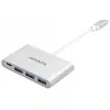 USB Hub  ADATA USB TYPE-C TO 3-PORTS USB-A 3.1 HUB , SILVER, ALUMINUM-CASING (ACA3HUBAL-CSV), USB-TO-USB DATA LINK FOR DIRECT DATA TRANSFERRING BETWEEN PCS, 3 PORTS (USB TYPE A) FOR USB HUB FUNCTION, 1 PORT (USB MINI B) FOR DATA TRANSFER FUNCTION ACA3HUBAL-CSV 