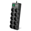 Prelungitor cu protectie  SVEN Surge Protector SVEN SF-10E-16, 10 Sockets, Children protection, Varistor protection, NON-FLAMMABLE, 3680W, 1.8m, Black 