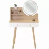 Masa de toaleta   Jumi MASA DE TOALETA CU OGLINDĂ, LUMINA LED SI MINERE DIN PIELE, , 87X47X18CM, PIN/ALB CM-324329 