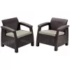 Set mobila de gradina  KETER НАБОР САДОВОЙ МЕБЕЛИ  CORFU II DUO SET BROWN/OAT (258944) 