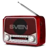 Boxa  SVEN SVEN SRP-150 Red, Bluetooth, FM/AM/SW Radio, 3W RMS, built-in audio files player from USB-fash, microSD card storage devices, telescopic swivel antenna, built-in battery 1200mAh, Embedded flashlight 