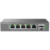 Comutator de retea  Grandstream .5-port 10/100/2500Mbps Switch Grandstream "GWN7700MP", 1xSFP+ 1/10Gbps, 4xPoE Ports, Budged 57W, steel case 