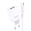Incarcator  Jokade Jokade Wall Charger with Cable USB-A to Type-C Dual Port JB024 3A, White 