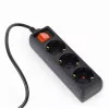 Prelungitor cu protectie  GEMBIRD UPS power strip Gembird EG-PSU3-01, 3 Schuko sockets, fused switch, 10 A, C14 plug, 0.6 m cable, black 