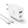 Incarcator  Yesido Yesido Wall Charger 1*USB-A+1*Type-C+1*Lighting 30W Max with Cable Type-C to Lighting YC52, White YC52WH 