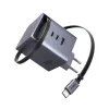 Incarcator  UGREEN UGREEN GaN Quick Charger 2*Type-C + 1*USB-A with Cable Type-C Retractable, 100W, Black | X616 