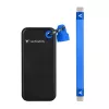SSD  VERBATIM M.2 External SSD 256GB  Verbatim Pocket USB 3.2 Gen 2, Black/Blue, USB-C, Sequential Read/Write: up to 1000/1000 MB/s, Windows®, Mac, Keyring and Cable Holder, Portable, Compact, Rugged and Perfect for travel, Ultra-lightweight, Cloth bag, Nero Backu 