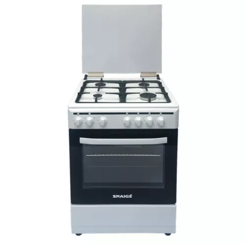 Aragaz combinat snaige fge 6405 wm, 65 l, 4 arzatoare, aprindere electrica, grill, timer, curatare traditionala, 60 cm, alb