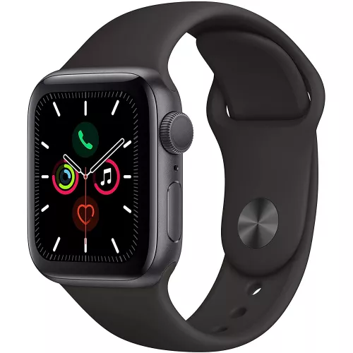 Ceas smartwatch APPLE iOS 13+ / Retina LTPO OLED / 1.57" / GPS / Bluetooth 5.0 / Gri inchis / Negru Watch 5 40mm/Space Grey Aluminium Case With Black Sport Band, MWV82 GPS 