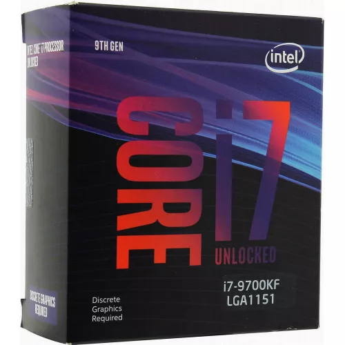 Procesor INTEL Core i7-9700KF Box, LGA 1151 v2, 3.6-4.9GHz,  12MB, 14nm,  95W,  No Integrated Graphics,  8 Cores,  8 Threads