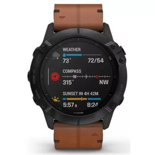 Ceas smartwatch GARMIN fenix 6X Sapphire, Android,  iOS,  MIP,  1.4",  GPS,  Bluetooth,  Negru,  Maro