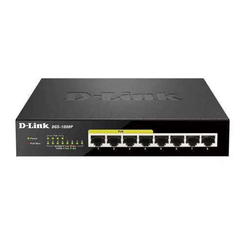 Comutator de retea d-link dgs-1008p/e1a
