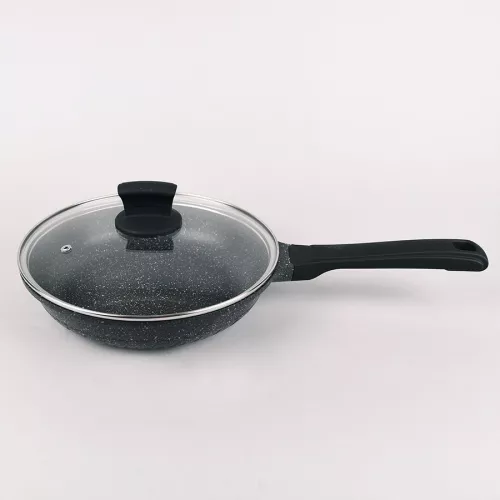 Tigaie cu capac maestro mr-1225-24, 24 cm,  aluminiu turnat,  granit antiaderent,  negru