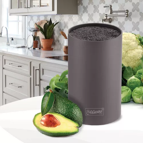 Suport de cutite maestro mr-1438, 18 x 11 x 11 cm,  plastic,  gri inchis