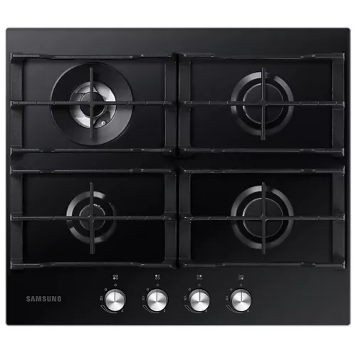 Plita incorporabila cu gaz samsung na64h3030ak/wt, 4 arzatoare,  arzator wok,  sticla calita,  aprindere electrica,  negru