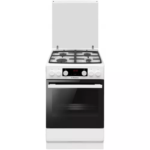 Aragaz combinat hansa fcmws59363, 65 l,  4 arzatoare,  aprindere electrica,  timer,  curatare traditionala,  50 cm,  alb, negru