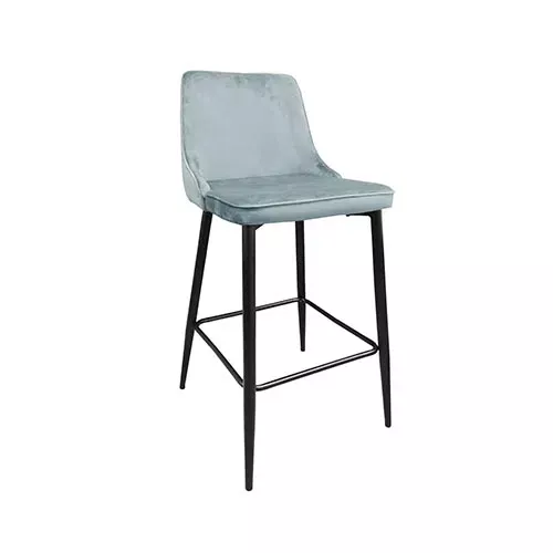Scaun dp clasic light blue, black legs, metal,  catifea,  albastru deschis, 104 x 48 x 54
