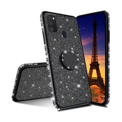 Husa helmet case tpu samsung a21s glitter,  black, 6.5"