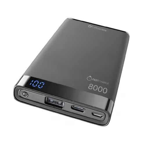Power bank cellular line power bank cellularline 8000mah usb c,  slim,  black