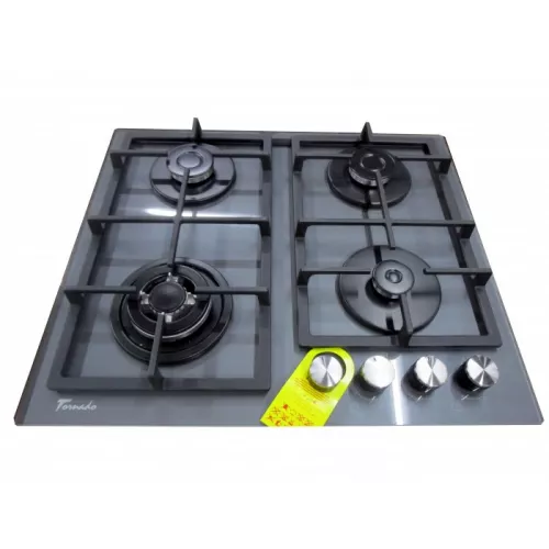 Plita incorporabila cu gaz tornado lvt 8025 gr gl, 4 arzatoare,  arzator circuit dublu,  sticla calita,  aprindere electrica