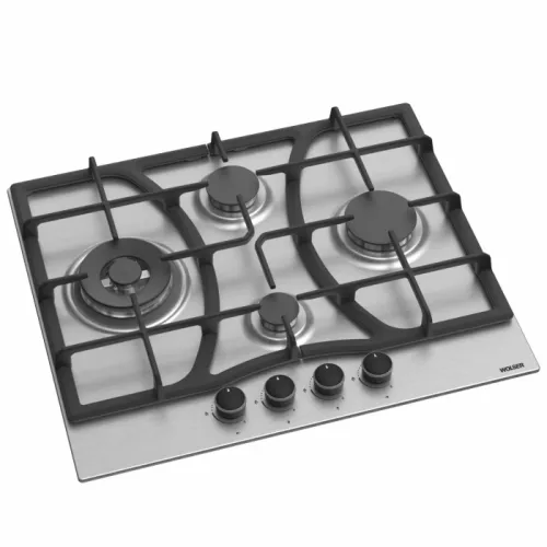 Plita incorporabila cu gaz wolser wl- f 6403 gt ic romb inox, 4 arzatoare,  arzator wok,  inox,  aprindere electrica,  inox