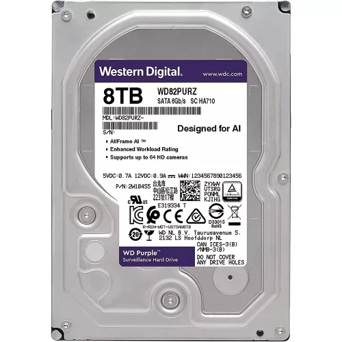 HDD WD Purple (WD84PURZ), 3.5 8.0TB, 128MB 5640rpm