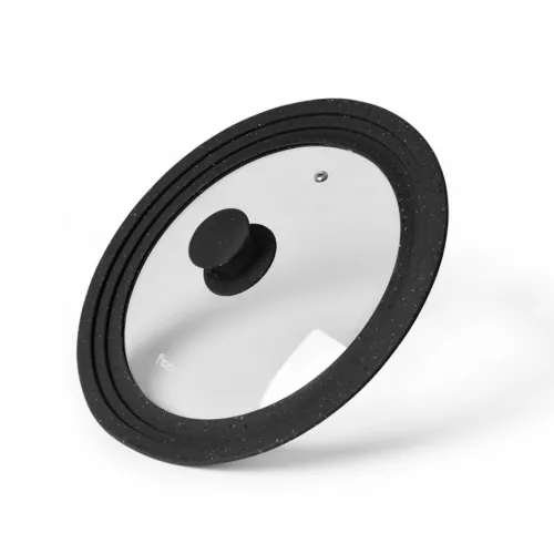 Capac fissman triplex 9948, 24,  26,  28 cm,  sticla,  silicon,  transparent,  negru