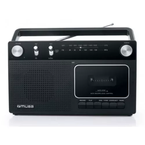 Radio portabil muse m-152 rc,  tuner fm,  cassette recorder,  black