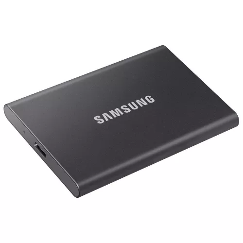 Hard disk extern samsung t7 usb 3.2 gray (mu-pc2t0t/ww), m.2 2.0tb, usb-c