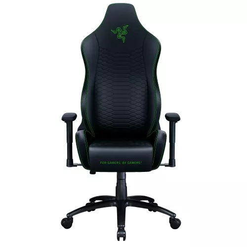 Fotoliu Gaming RAZER Iskur X (Black/Green) - Standart, Metal cu aplicări din lemn, Piele PVC, Gazlift, 136 kg, 170-190 cm, Negru,Verde