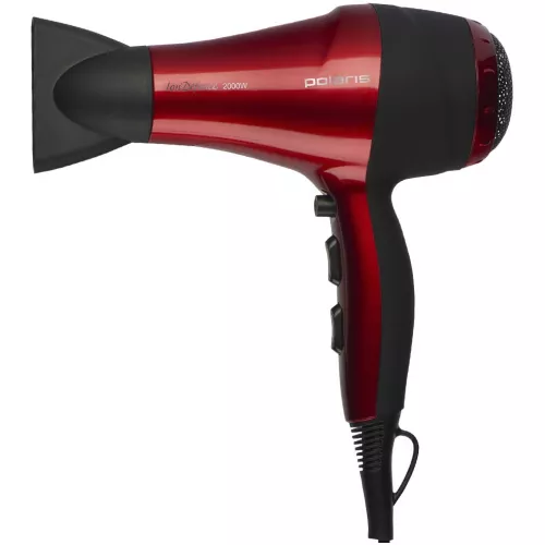 Uscator de par polaris phd2077i, 2000 w, 2 trepte de viteza, 3 regimuri de temperatura, functie ionica, rosu, negru