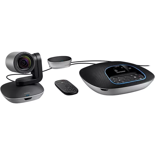 Web camera logitech group video conferencing system for mid to large rooms, full hd 1080p 30fps, smooth motorized pan, tilt and zoom, full-duplex speakerphone, 960-001057