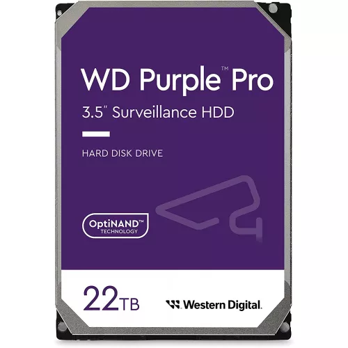 HDD WD 3.5 HDD 22.0TB-SATA-512MB Western Digital  Purple Pro (WD221PURP), Surveillance, CMR