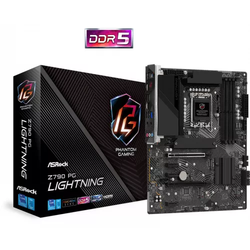 Placa de baza asrock z790 pg lightning atx, lga 1700, ddr5 sdram (max: 128 gb), 4xdimm, 6800 mhz