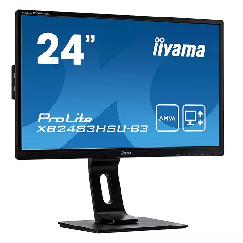 Monitor Iiyama 23.8" ProLite XB2483HSU-B3 AMVA LED Borderless 75Hz WIDE 16:9, 0.275, 4ms, Speakers 2x2W, HAS + Pivot, Advanced Contrast 80M:1, Static Contrast 3000:1, H:30-80kHz, 1920x1080 Full HD, USB Hub, HDMI/Display Port/VGA, TCO03