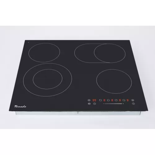 Plita electrica incorporabila tornado gtr-cf6603n, 6600 w, 4 arzatoare, vitroceramica, timer, negru