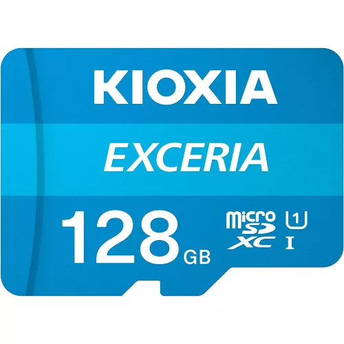 Card de memorie KIOXIA (Toshiba) 128GB Exceria LMEX1L128GG2 microSDHC, 100MB/s, (Class 10 UHS-I) + Adapter MicroSD->SD