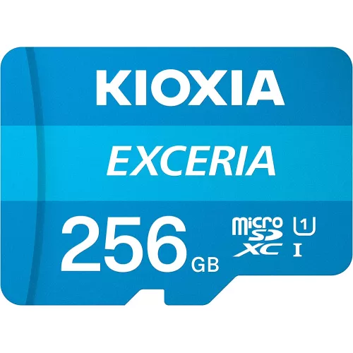 Card de memorie KIOXIA (Toshiba) 256GB Exceria LMEX1L256GG2 microSDHC, 100MB/s, (Class 10 UHS-I) + Adapter MicroSD->SD