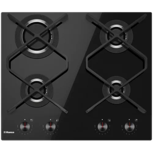 Plita incorporabila cu gaz hansa bhks632590, 4 arzatoare, sticla calita, negru