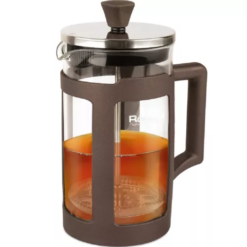 French-press rondell rds-1296, 0.6 l, sticla, plastic, transparent, maro