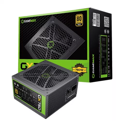 Sursa de alimentare pc gamemax power supply atx 750w gx-750, 80+ gold, active pfc, llc+dc/dc, full modular, 120mm fan